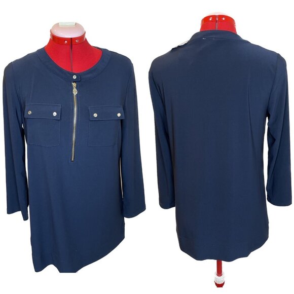 ANNE KLEIN top tunic  Pocket Long SLEEVE Zipper nwt small - Picture 1 of 8